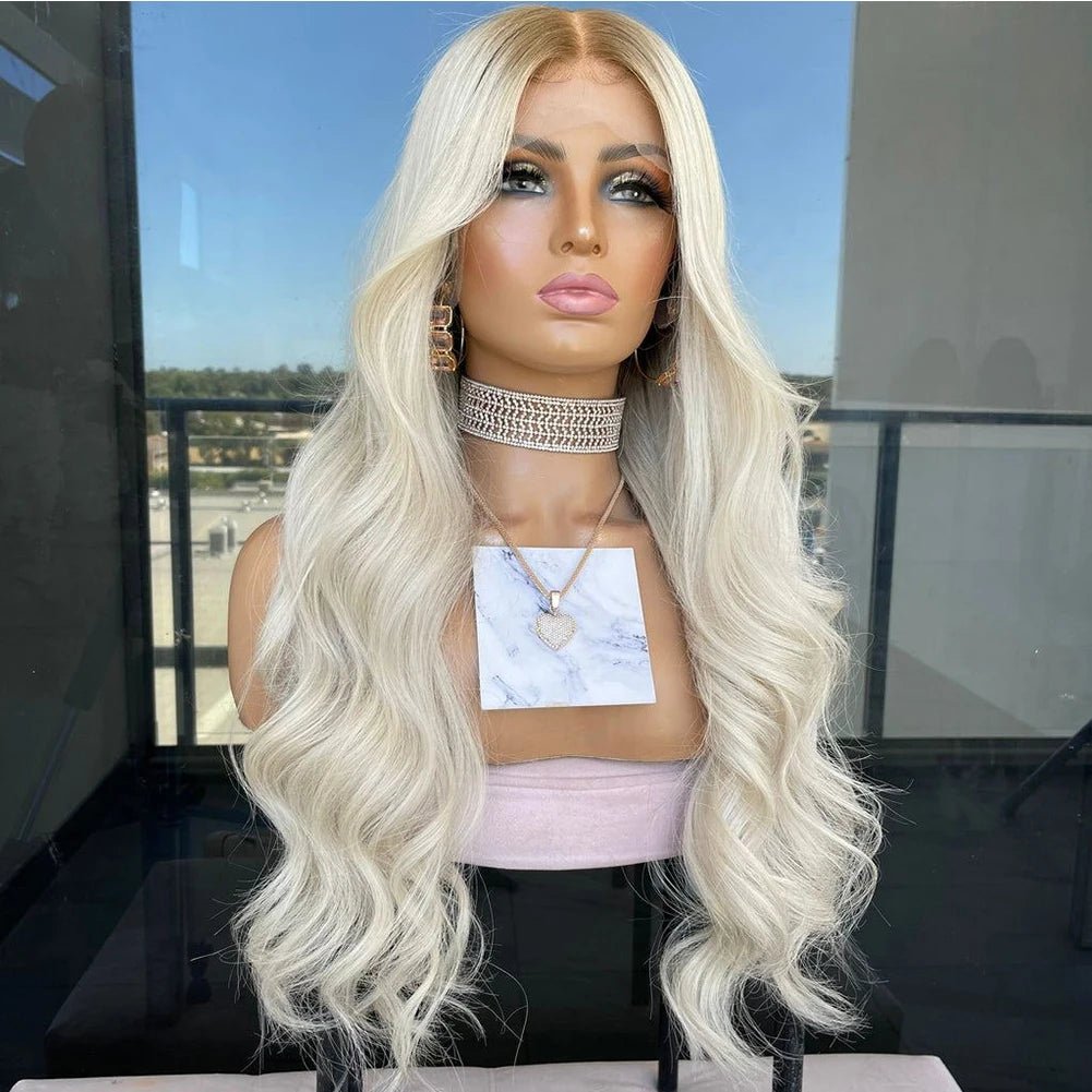 Human Hair Full Lace Wigs Platinum White Blonde - HairNjoy