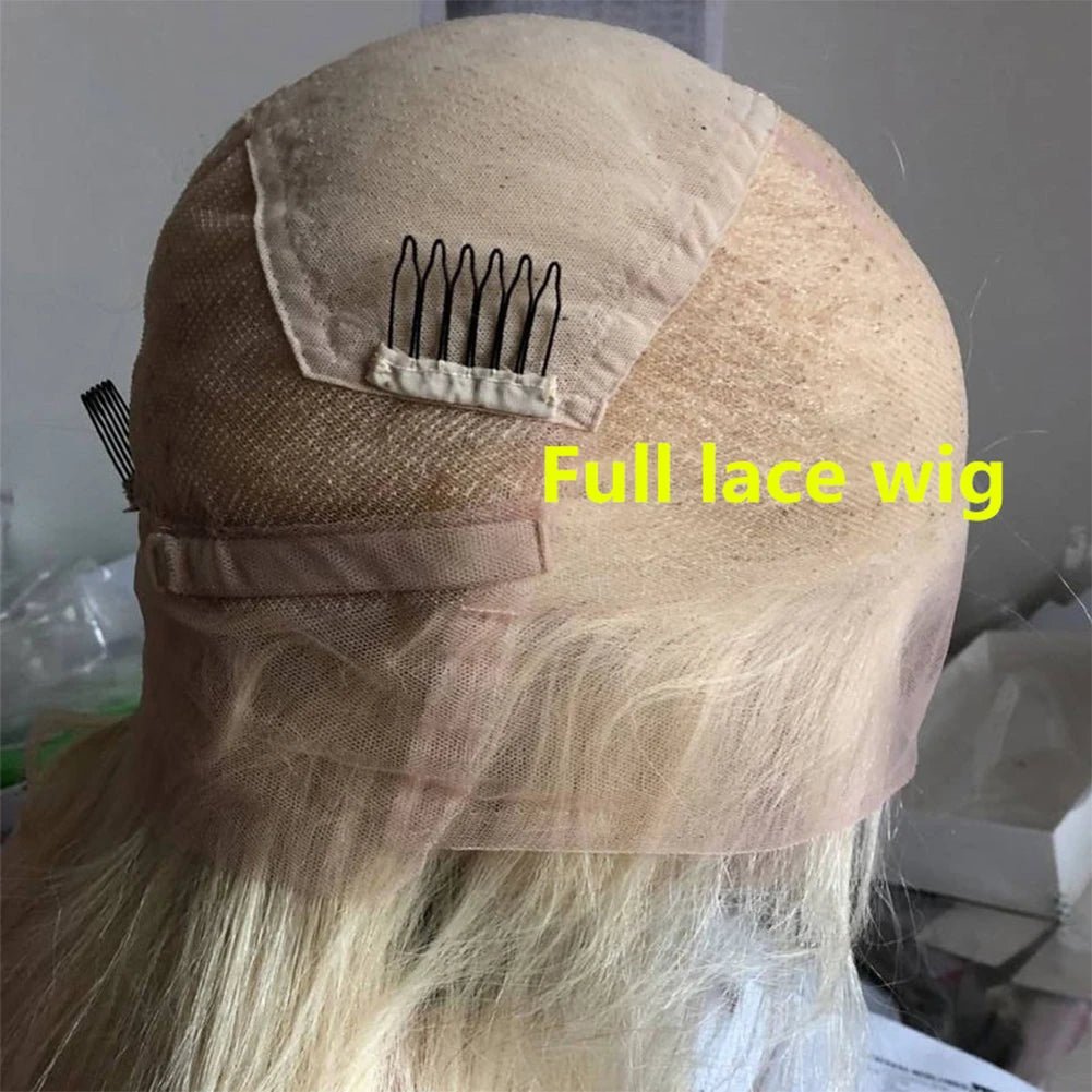 Human Hair Full Lace Wigs Platinum White Blonde - HairNjoy