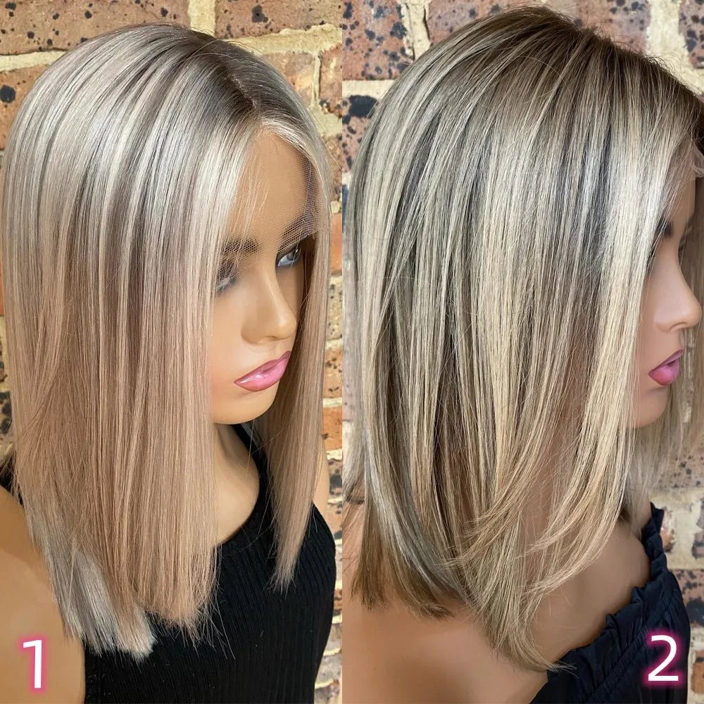 Human Hair HD Lace Ash Blonde Highlights - HairNjoy