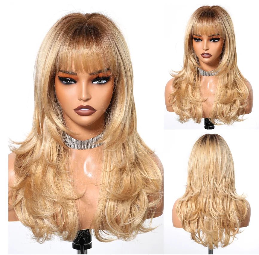 Layered Synthetic Natural Wig with Bangs - HairNjoy