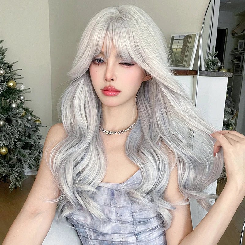 Layered Wavy Wig with Fluffy Bangs - HairNjoy