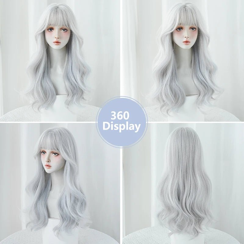 Layered Wavy Wig with Fluffy Bangs - HairNjoy