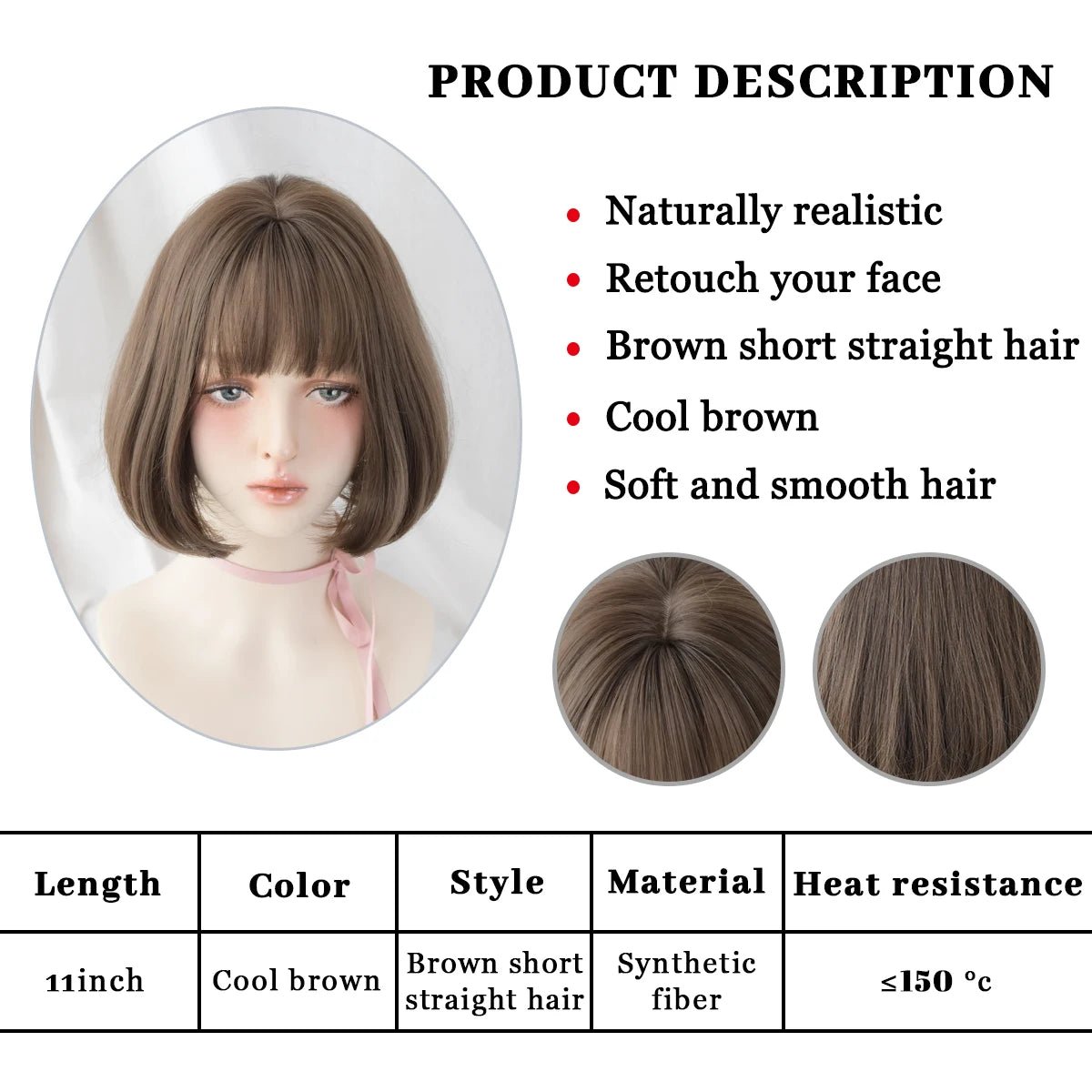 Linen Bob Straight Synthetic Wig - HairNjoy