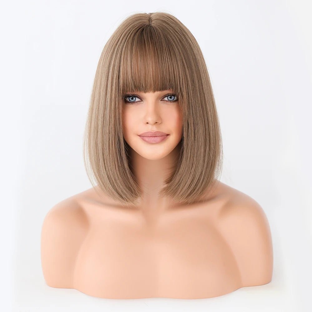 Linen Bob Straight Synthetic Wig - HairNjoy