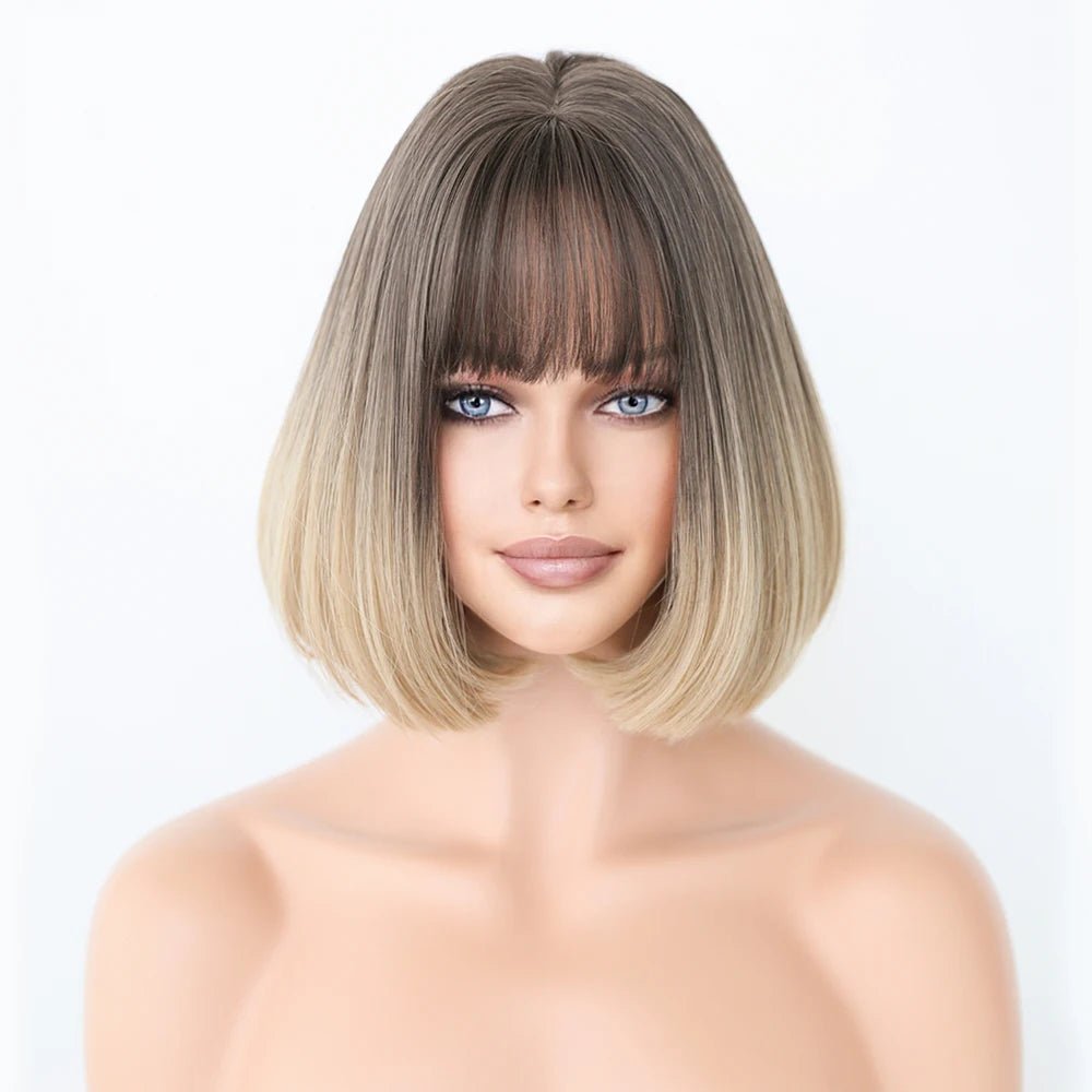 Linen Bob Straight Synthetic Wig - HairNjoy