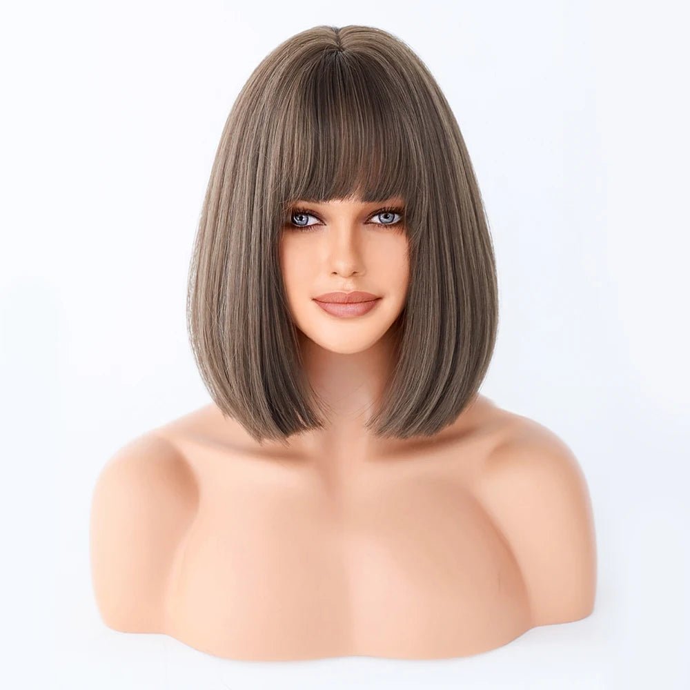 Linen Bob Straight Synthetic Wig - HairNjoy