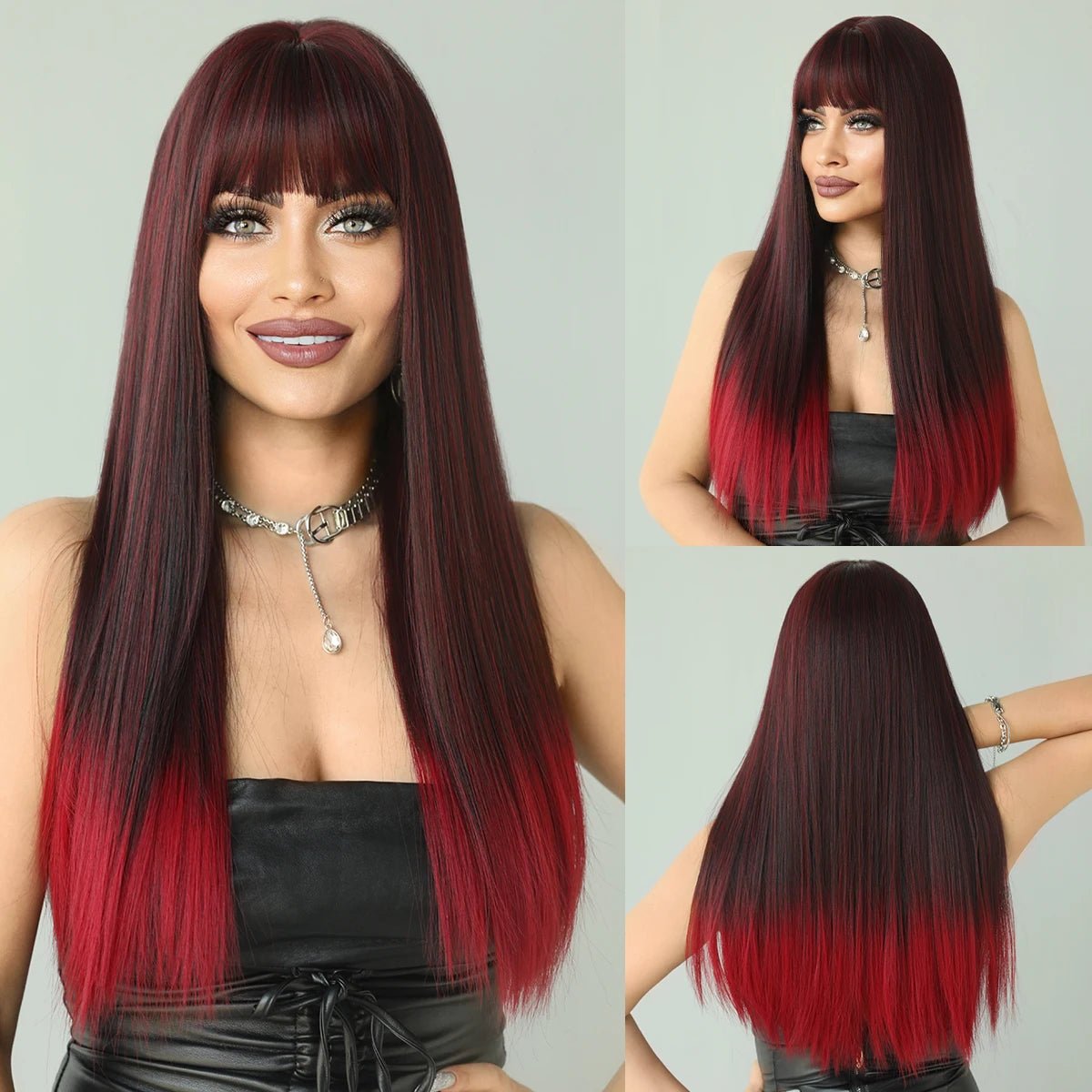 Long Body Wave Synthetic Wig with Bangs - HairNjoy