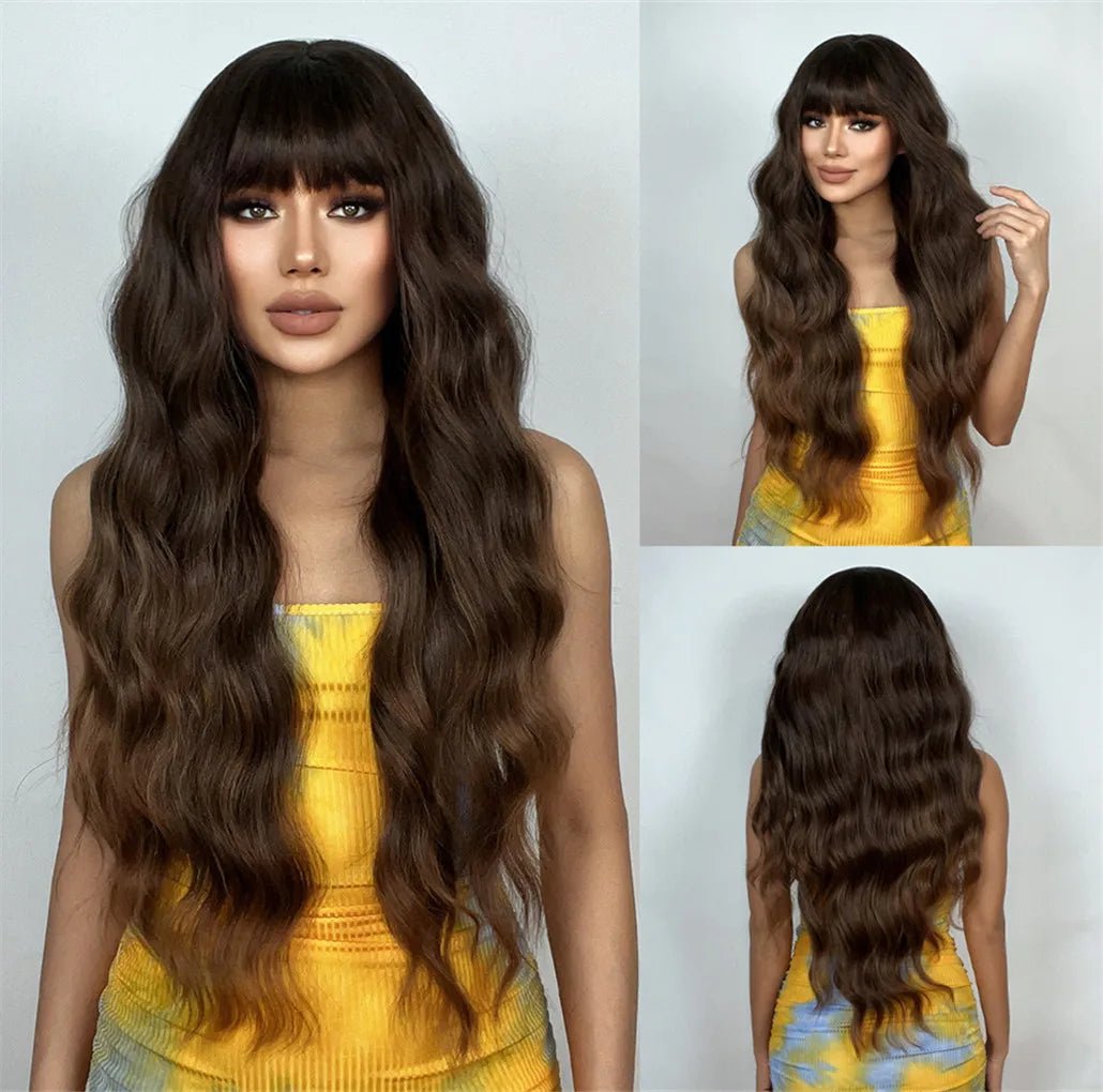 Long Golden Brown Wavy Wig - HairNjoy