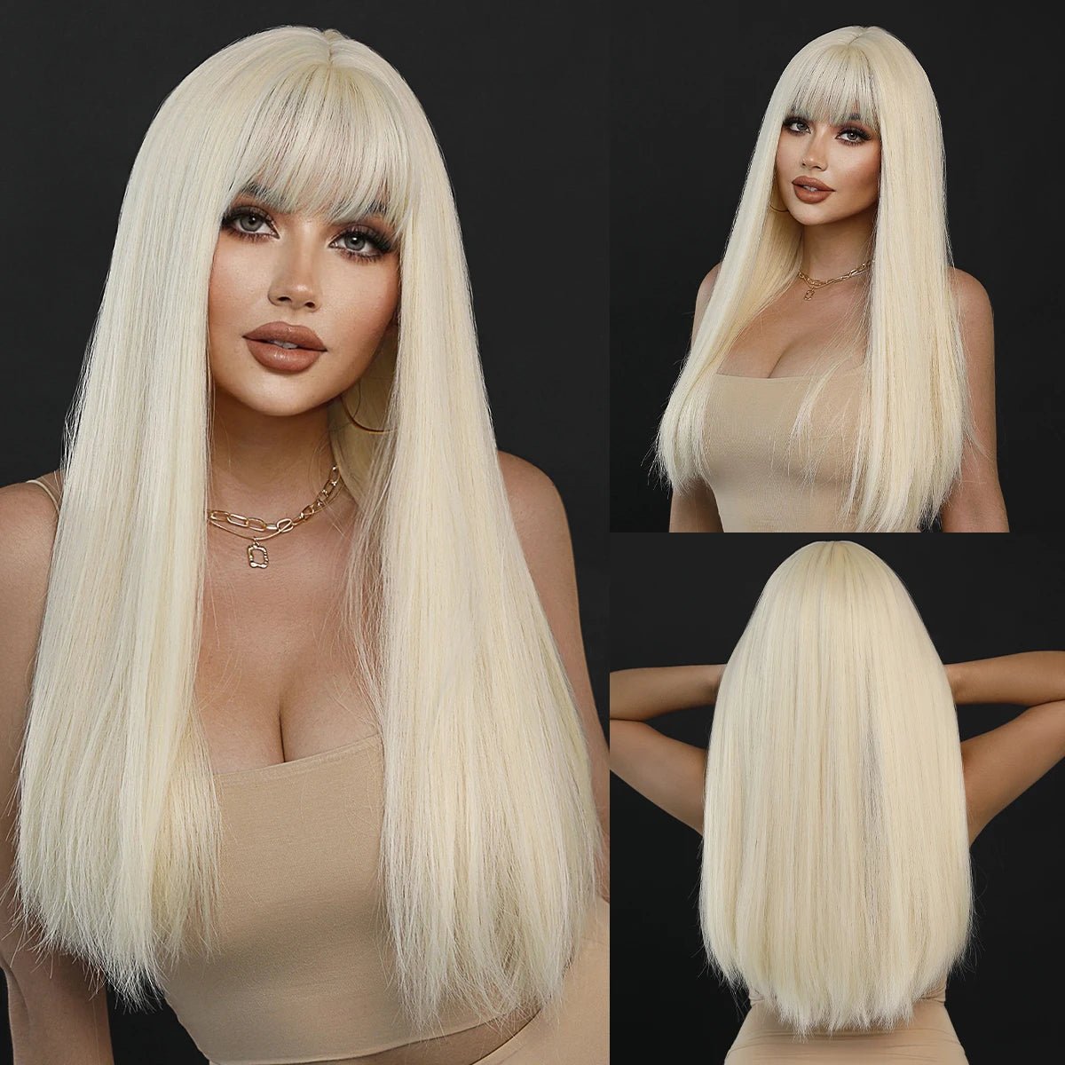 Long Grass Green Wig with Bangs - HairNjoy