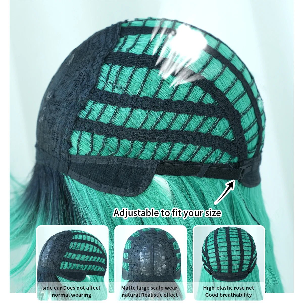 Long Grass Green Wig with Bangs - HairNjoy