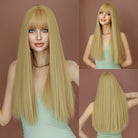 Long Grass Green Wig with Bangs - HairNjoy