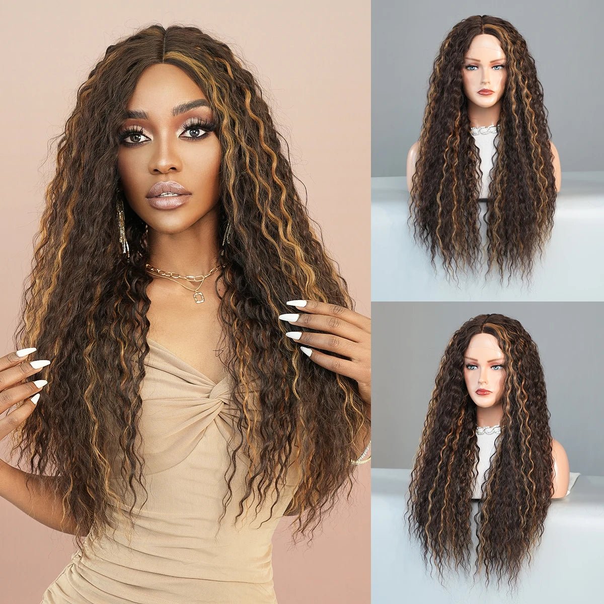 Long Highlight Synthetic Wig - HairNjoy