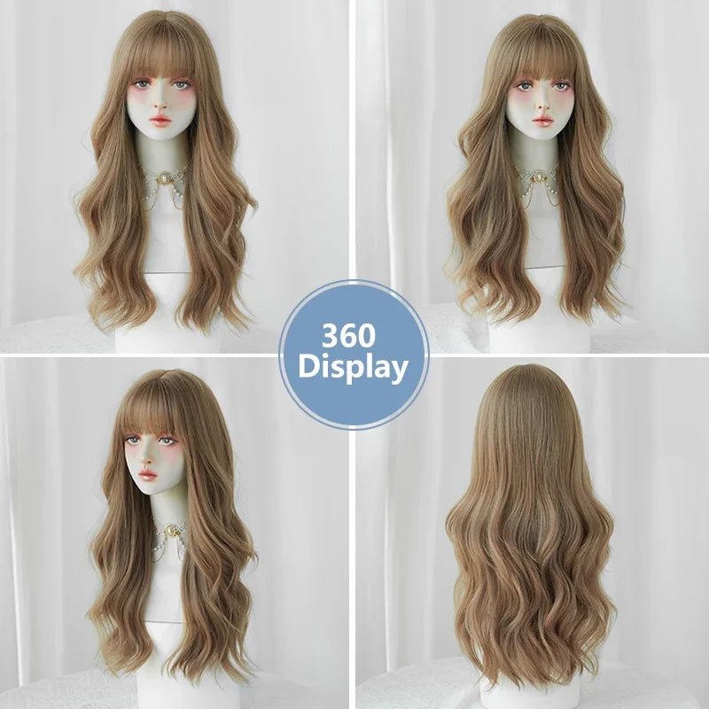 Long Layered Wavy Wig with Bangs - HairNjoy