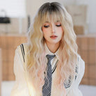 Long Layered Wavy Wig with Bangs - HairNjoy