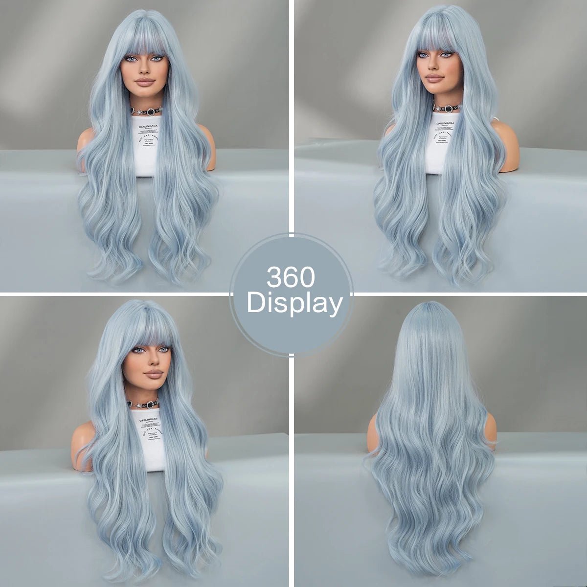 Long Light Blue Curly Wig - HairNjoy