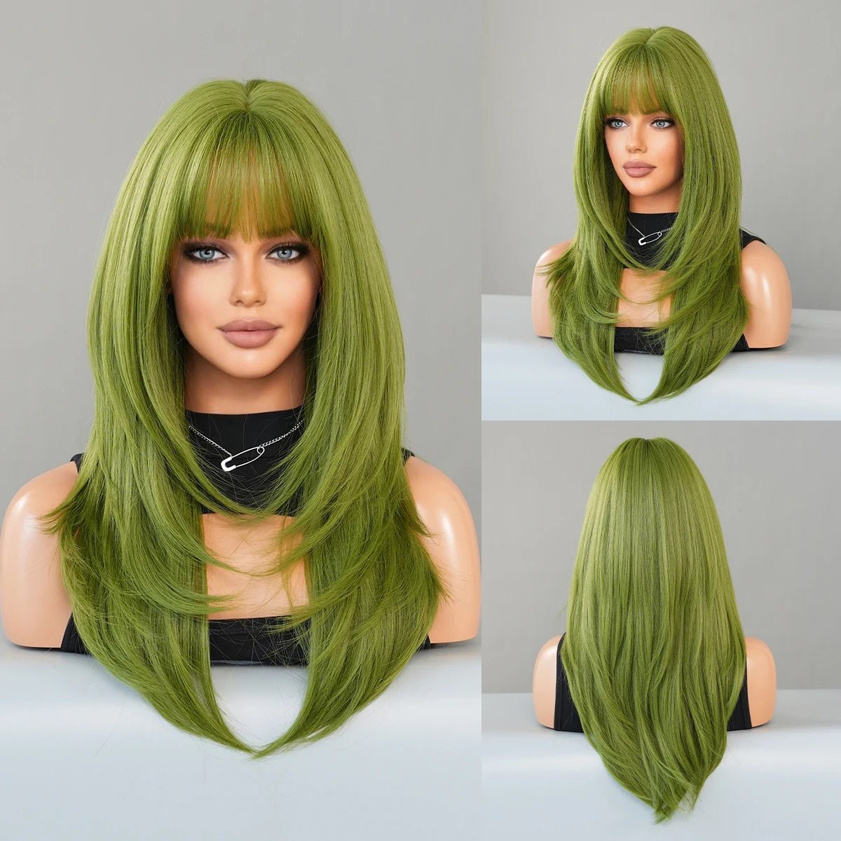 Long Straight Green Wig - HairNjoy