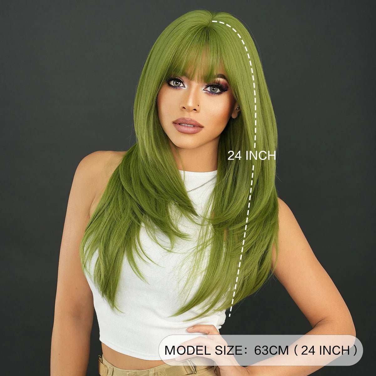 Long Straight Green Wig - HairNjoy