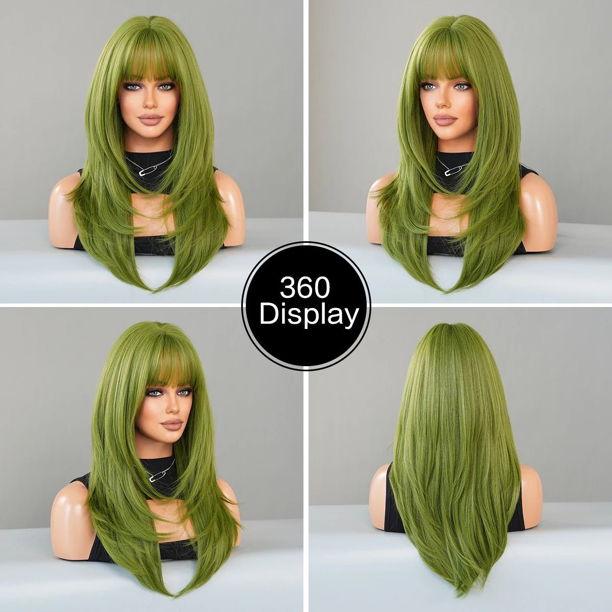 Long Straight Green Wig - HairNjoy