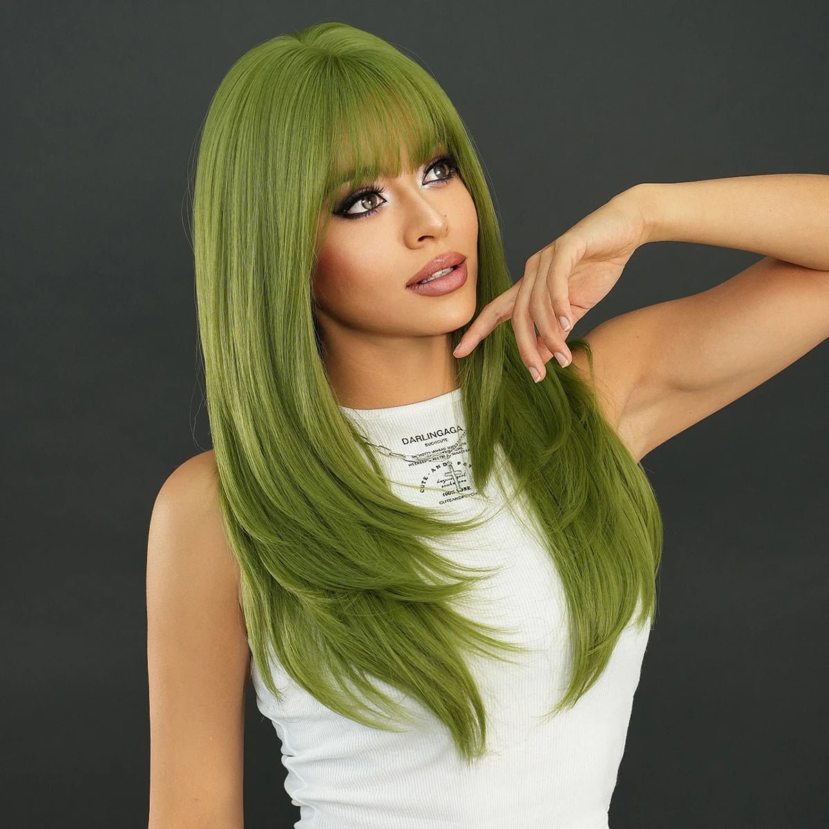 Long Straight Green Wig - HairNjoy