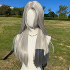 Long Straight Silver Wig With Bangs - HairNjoy