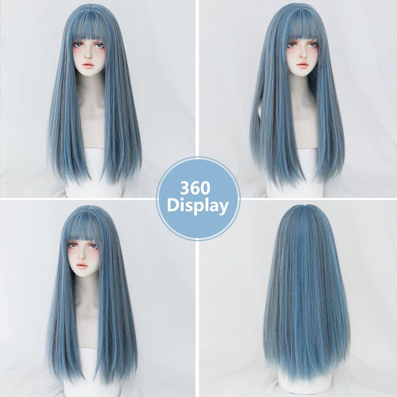 Long Straight Wig with Bangs - HairNjoy