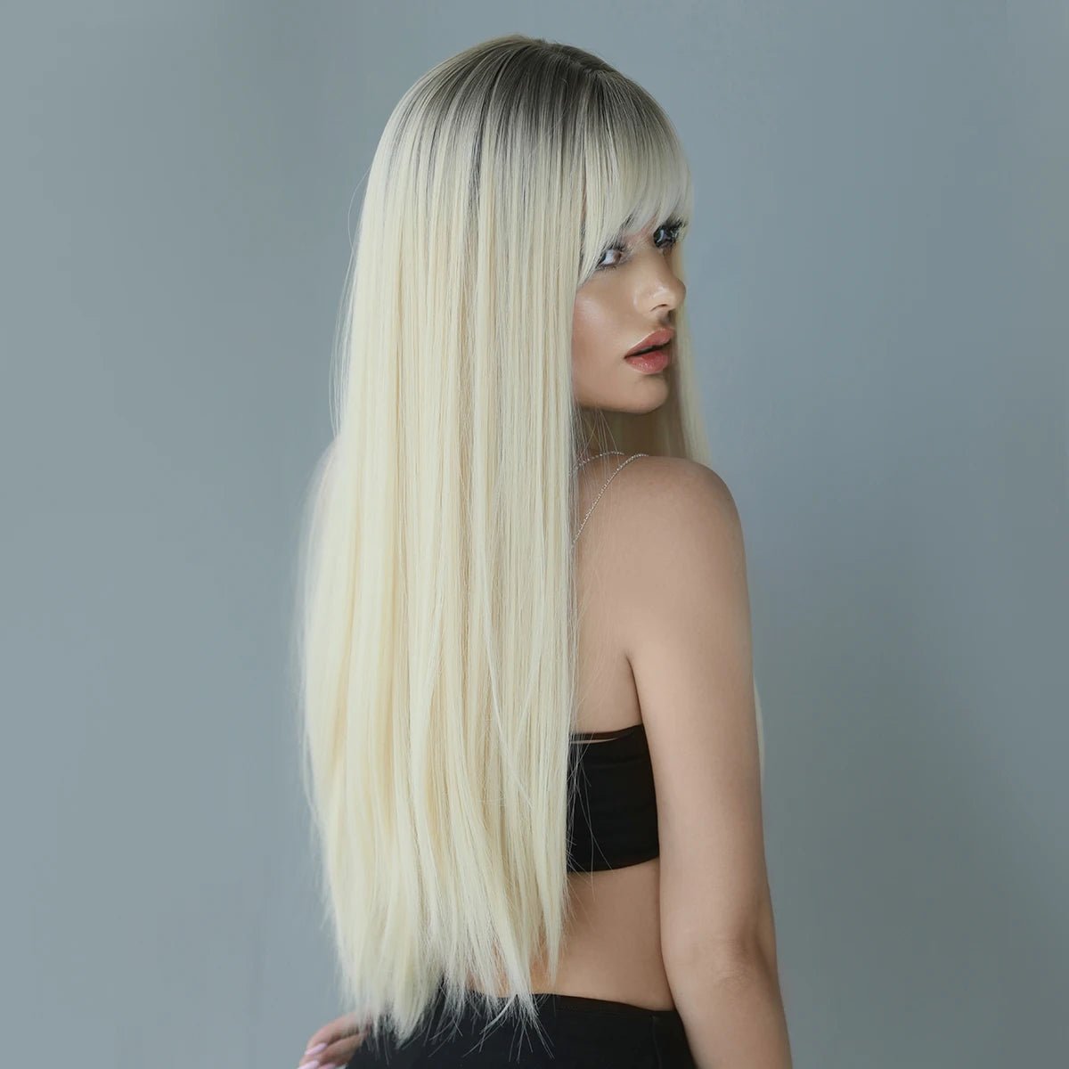 Long Straight Wig with Bangs - HairNjoy