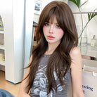 Long Straight Wig with Fluffy Bangs - HairNjoy