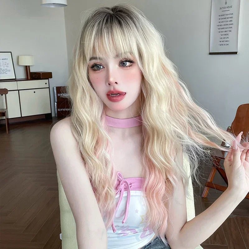 Long Straight Wig with Fluffy Bangs - HairNjoy