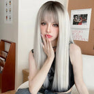 Long Straight Wig with Fluffy Bangs - HairNjoy