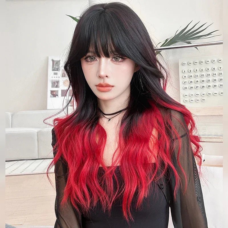 Long Straight Wig with Fluffy Bangs - HairNjoy