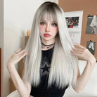 Long Straight Wig with Fluffy Bangs - HairNjoy