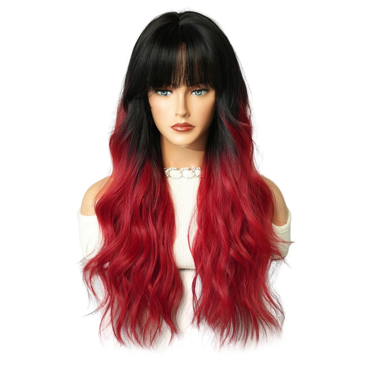 Long Wavy Cosplay Wig with Fluffy Bangs - HairNjoy