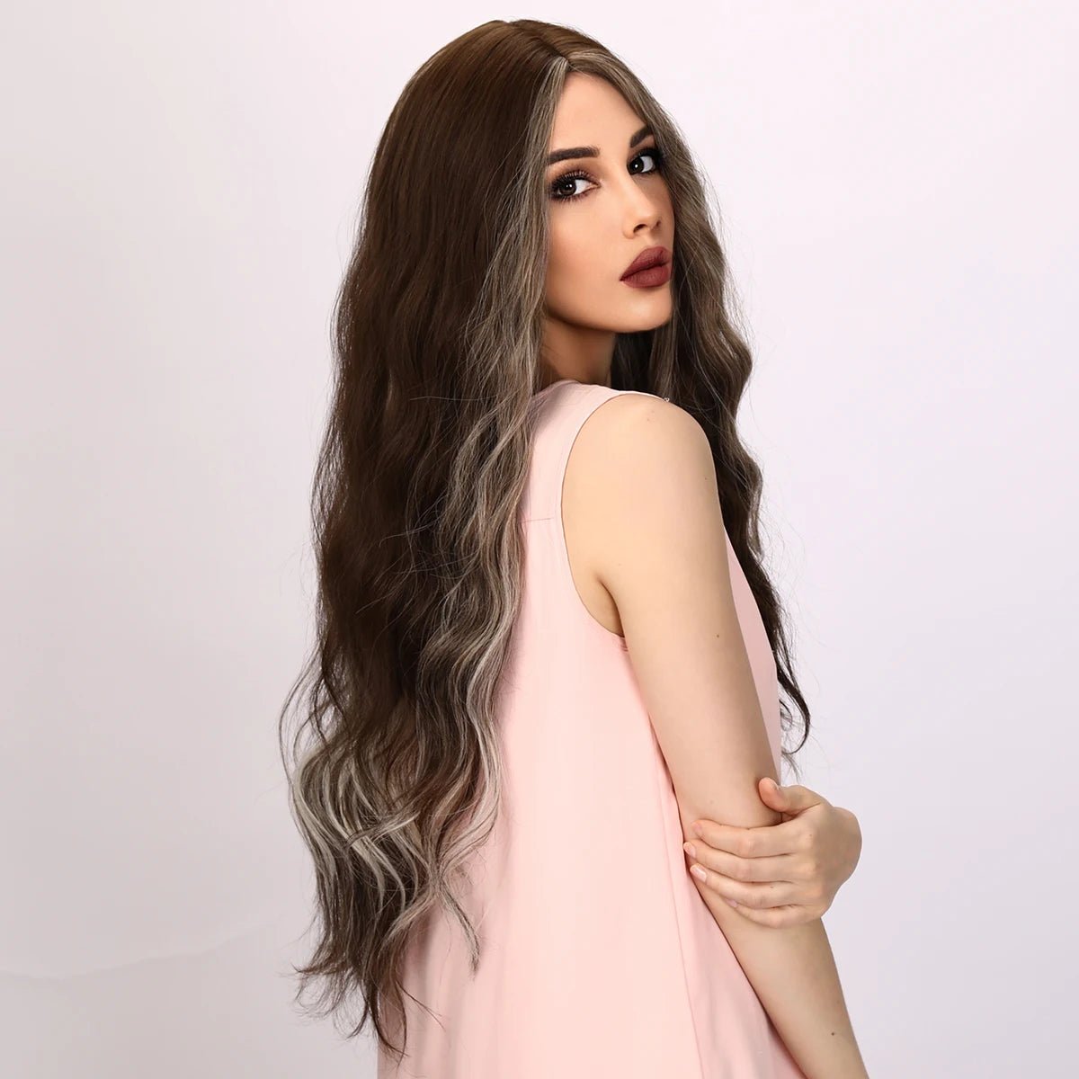 Long Wavy Highlights Wig - HairNjoy