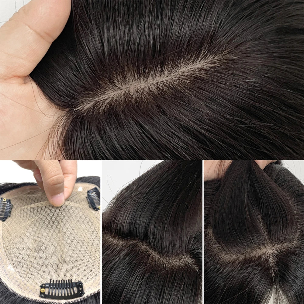 Long Wavy Silk Skin Base Human Hair Topper - HairNjoy