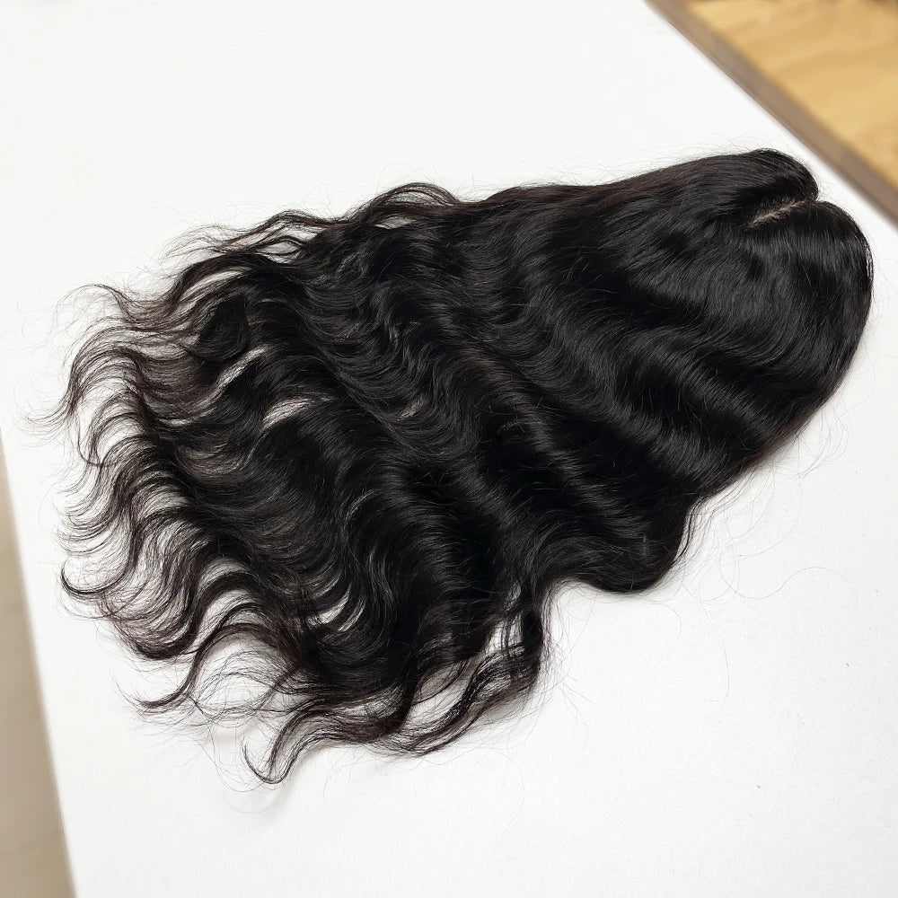 Long Wavy Silk Skin Base Human Hair Topper - HairNjoy