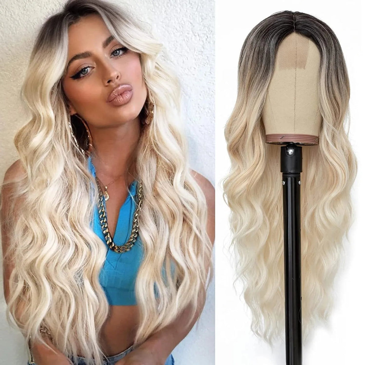 Long Wavy Synthetic Lace Wig - HairNjoy