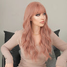 Long Wavy Synthetic Wig with Neat Bangs - HairNjoy