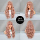 Long Wavy Synthetic Wig with Neat Bangs - HairNjoy