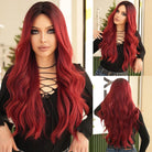 Long Wavy Synthetic Wig with Neat Bangs - HairNjoy