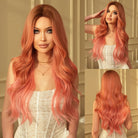 Long Wavy Synthetic Wig with Neat Bangs - HairNjoy