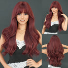 Long Wavy Synthetic Wig with Neat Bangs - HairNjoy