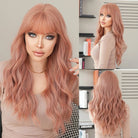 Long Wavy Synthetic Wig with Neat Bangs - HairNjoy