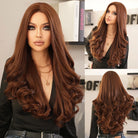 Long Wavy Synthetic Wig with Neat Bangs - HairNjoy