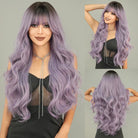 Long Wavy Synthetic Wig with Neat Bangs - HairNjoy