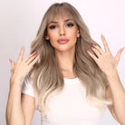 Long Wavy Synthetic Wig with Straight Bangs - HairNjoy