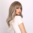 Long Wavy Synthetic Wig with Straight Bangs - HairNjoy