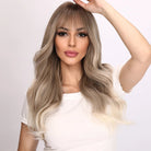 Long Wavy Synthetic Wig with Straight Bangs - HairNjoy