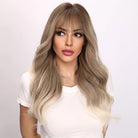 Long Wavy Synthetic Wig with Straight Bangs - HairNjoy