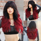 Long Wavy Wig with Fluffy Bangs - HairNjoy