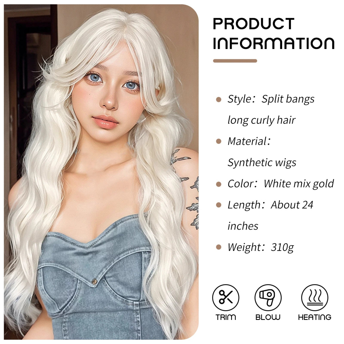 Long White Wavy Cosplay Wig - HairNjoy